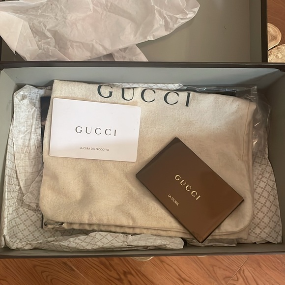 Gucci Black Leather Napa Charlotte Nero 3.5 Heel Almond Toe Horsebit Logo 39 8.5 - Picture 9 of 9